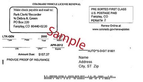 New Colorado Vehicle License Renewal Statement form
