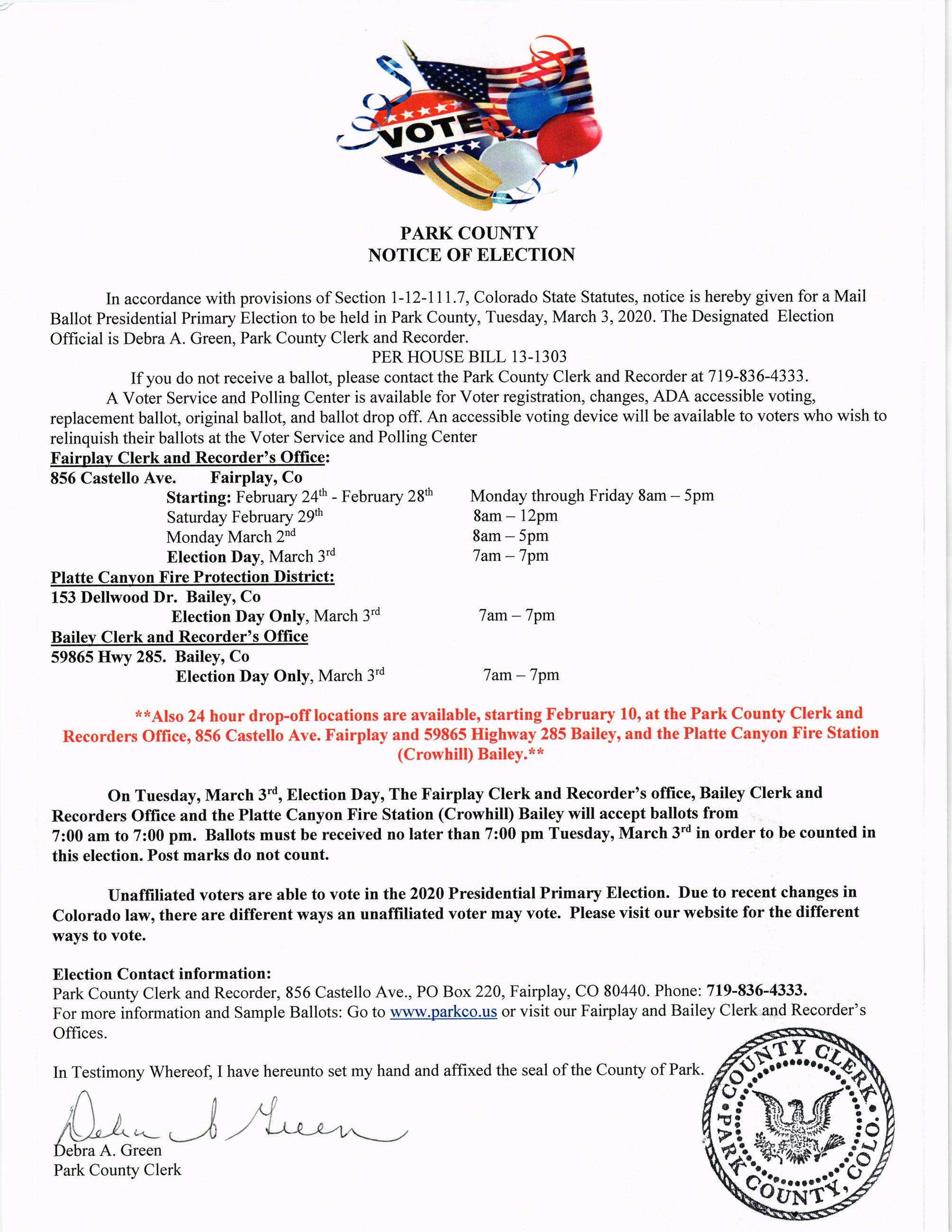 Notice of Election 2020