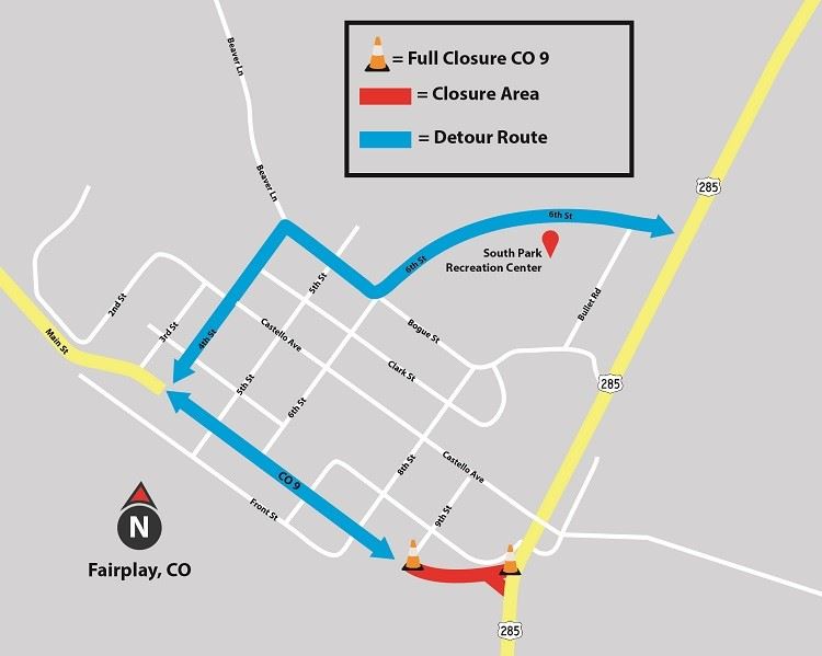 9 and 285 detour map